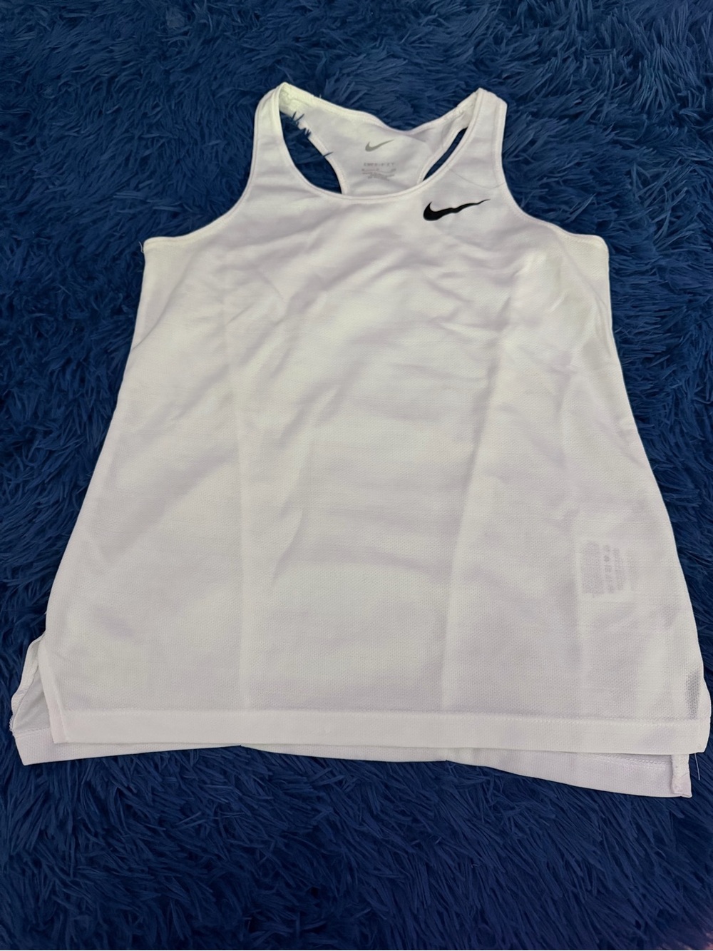 Nike White Racerback Tank Top with Black Swoosh